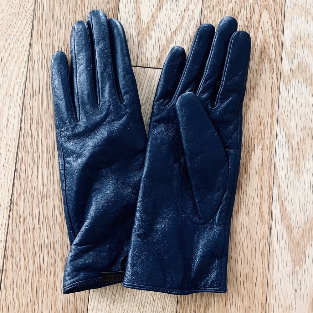 Navy Leather Gloves